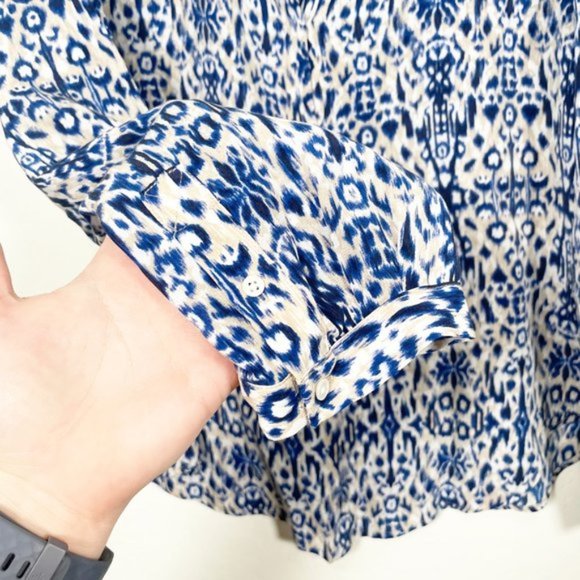 NEW Joie Ramona Blue Printed Silk Popover Blouse M - Picture 6 of 9